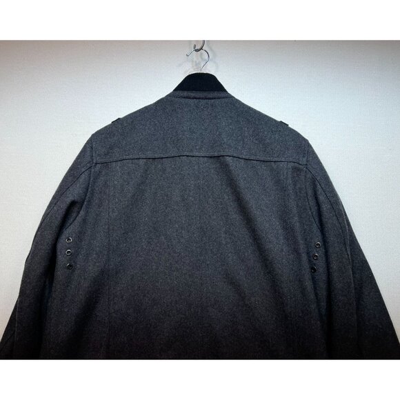 Guess Mens Military Coat Jacket Large Charcoal Gray Stand Collar Quilted Winter - Picture 12 of 13